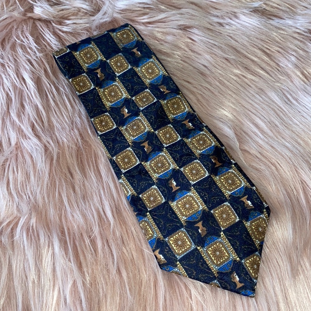 Snowfir Blue Gold Vintage Silk Men’s Tie